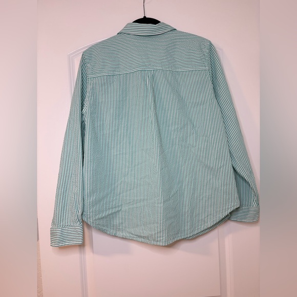 L.L. Bean Teal Striped Shirt - Picture 2 of 5